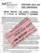 The Beatles Fan Club Northern Area Fan Club Convention leaflet with Juke Box Jury ticket (ticket has