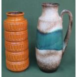 Large West German pottery jug, plus West German pottery vase