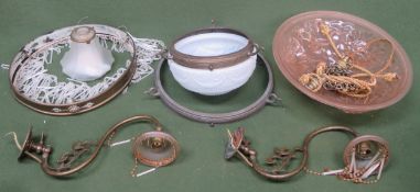 Mixed lot of various ceiling lights, wall sconces etc