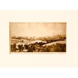 PHILIP BUSH, RIVER VALLEY LANDSCAPE ETCHING, SIGNED LOWER RIGHT, APPROXIMATELY 15 x 28cm