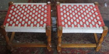 Pair of 20th century woven seated footstools