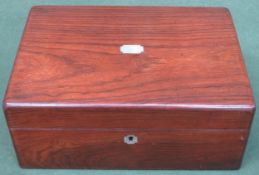 Vintage rosewood jewellery casket with sectional tray interior