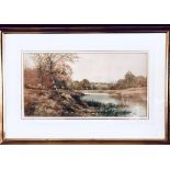 CRESWICK BOYDELL RCA, WATERCOLOUR- SHEEP GRAZING IN THE WATER MEADOWS, GLAZED AND FRAMED, SIGNED