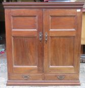 Late 19th century Mahogany two door panelled cupboard, fitted with two drawers below. App. 102cm H x