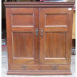 Late 19th century Mahogany two door panelled cupboard, fitted with two drawers below. App. 102cm H x