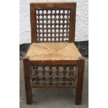 19th century oak rush seated child's chair. App. 57cm H