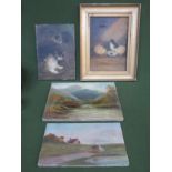 Four various vintage oil on canvases, all signed Sherman
