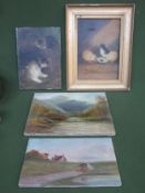 Four various vintage oil on canvases, all signed Sherman