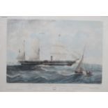 Framed polychrome print depicting a view of the steamship President, published by Ackermann & Co,