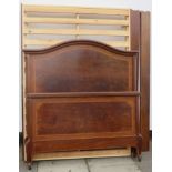 Double bed frame with inlaid mahogany bed ends. Approximately. 193.5cm L x 144cm W