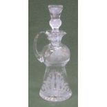 Edinburgh crystal etched thistle pattern decanter with handle and pouring spout. Approx. 32cm High