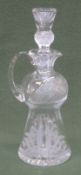 Edinburgh crystal etched thistle pattern decanter with handle and pouring spout. Approx. 32cm High