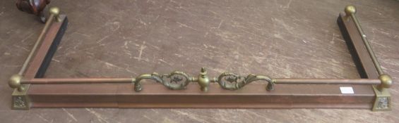 Vintage copper and brass fireside fender. Approx. 116cms W x 36cms D