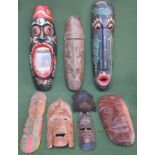 Parcel of various treen tribal style wall plaques and other tribal style carvings