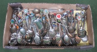 Collection of vintage enamelled and other souvenir collectors spoons, relating to various places