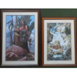 Richard Luce - Framed and signed limited edition polychrome print, depicting a Native American. Also