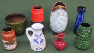 Parcel of various West German pottery items including vases, jugs etc