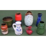 Parcel of various West German pottery items including vases, jugs etc