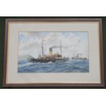 J. A Drinkwater - framed watercolour depicting Pilot boat No.1 on choppy waters, signed and dated