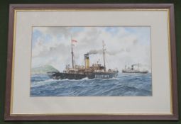 J. A Drinkwater - framed watercolour depicting Pilot boat No.1 on choppy waters, signed and dated