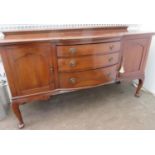 Victorian mahogany sideboard on cabriole supports. Approx. 100cms H x 175.5cms W x 59cms D