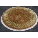 Decorative Oriental style circular floor rug. Approx. 180cms D