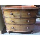 Victorian Mahogany bow fronted two over two chest of drawers. App. 87cm H x 89cm W x 50cm D