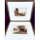 CRESWICK BOYDELL, A PAIR OF WATERCOLOURS- GRAZING ANIMALS BESIDE THE RIVER, GLAZED AND FRAMED,