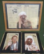 Three various Middle Eastern style newspaper pages with painted figures, signed "Random"