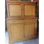 Victorian Mahogany panelled two door cupboard, with single drawer & sliding doors below. App.