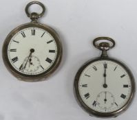 800 silver pocket watch with circular enamelled dial, plus another vintage pocket watch