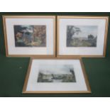 Set of Three R. Havell framed polychrome engravings depicting shooting scenes. Approx. 36 x 45