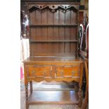 Early 20th century oak kitchen dresser with plate rack. App. 191cm H x 107cm W x 46cm D