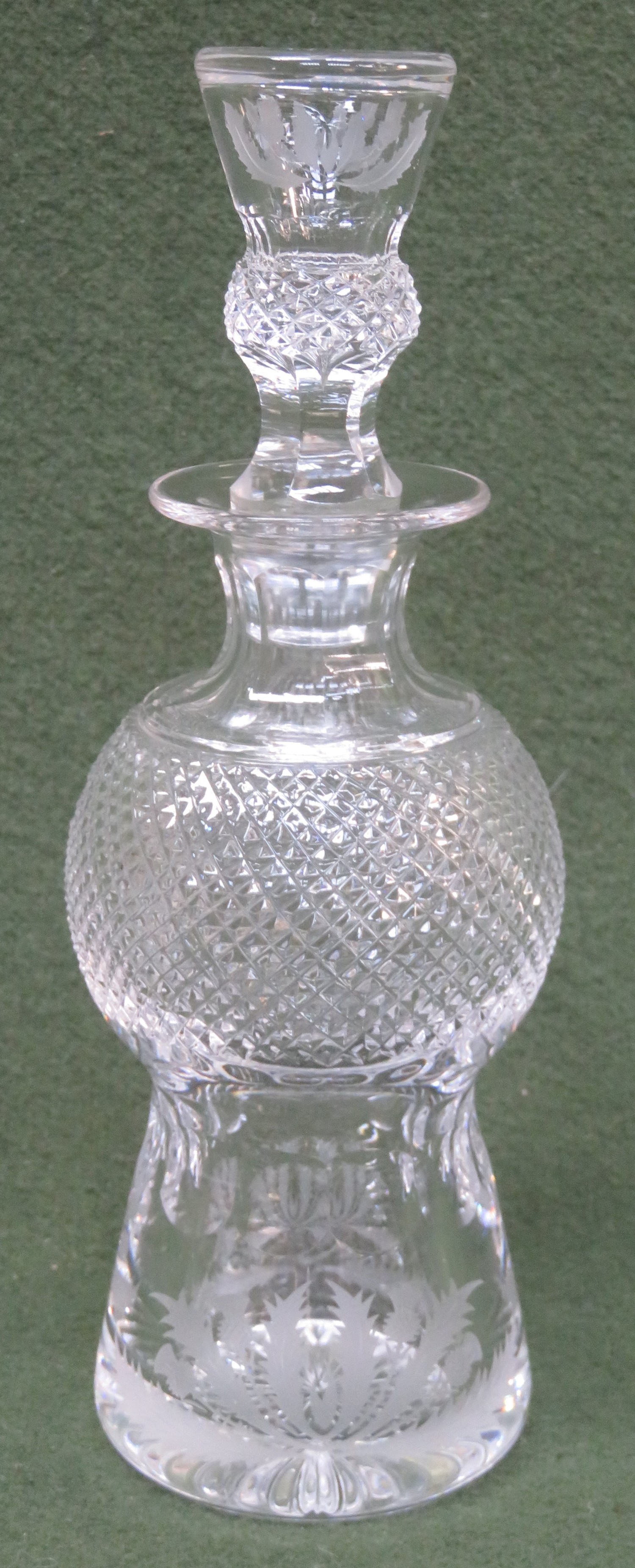 Edinburgh crystal etched thistle pattern Liquor decanter. Approx. 21cm High