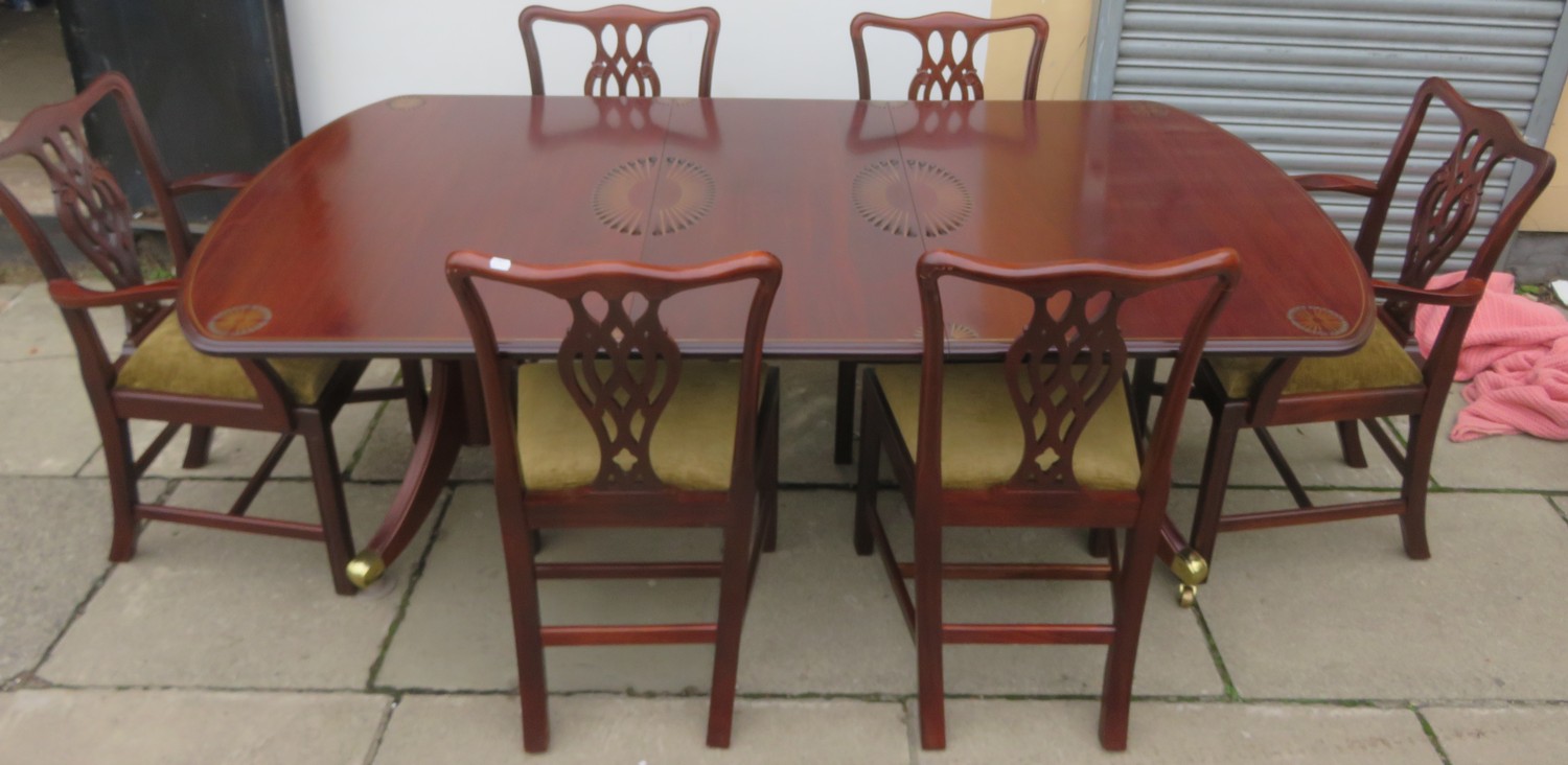 20th century mahogany bespoke D End dining table with central leaf, with carved and gilded