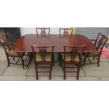 20th century mahogany bespoke D End dining table with central leaf, with carved and gilded