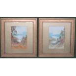 J. Mcfarlane pair of early 20th century watercolours depicting countryside pathways leading to