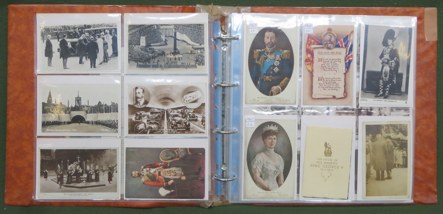 Album containing Postcards, mainly Royalty and Commemorative related and some Local Interest etc,