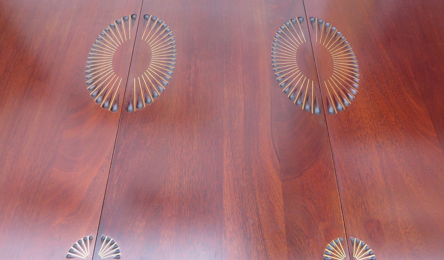 20th century mahogany bespoke D End dining table with central leaf, with carved and gilded - Image 2 of 2