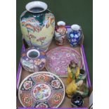 Mixed lot of various Oriental ceramics, small cloisonne vase etc