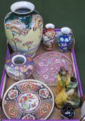 Mixed lot of various Oriental ceramics, small cloisonne vase etc