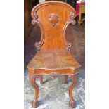 19th century walnut veneered hall chair