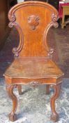 19th century walnut veneered hall chair