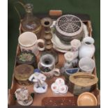 Mixed lot of various ceramics, glass, silver plated ware, mantle clock, tourist box etc
