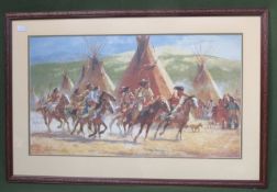 Frank C McCarthy - Framed and signed limited edition polychrome print, depicting Native Americans on