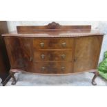 Early 20th century serpentine fronted mahogany sideboard, on ball and claw supports. App. 108cm H