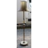 20th century Onyx effect and gilt metal standard lamp with shade. App. 143 cm High