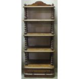 Victorian mahogany barley twist decorated five tier whatnot, fitted with single drawer to base.