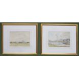 Percy Lancaster - Pair of gilt framed watercolours, depicting cows beside a lake, and a farmers