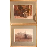M NIXON- 'FIELD AFTER HARVEST', 'MOTHER AND CHILD' AND 'INTERIOR SCENE', SIGNED LOWER RIGHT,